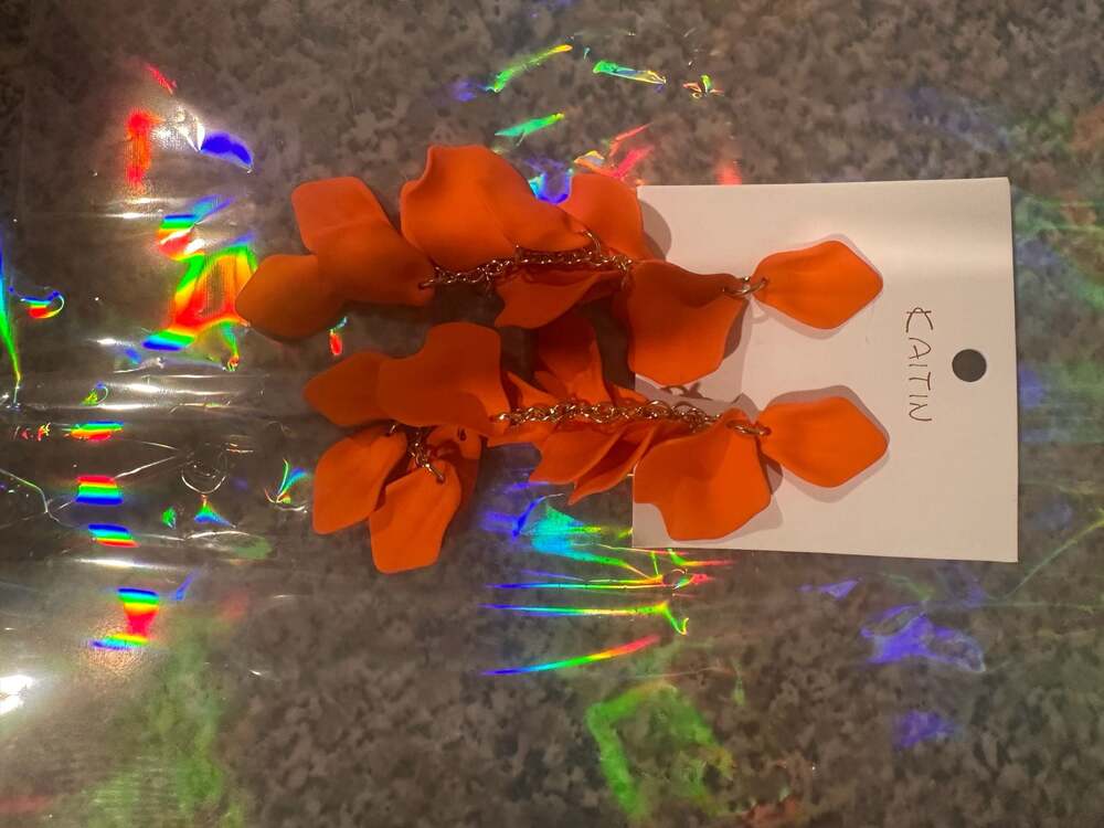 Kaitin Orange Petal Drop Statement Earrings